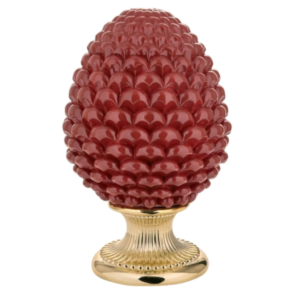 Soprammobili Moderni-Bongelli Preziosi Pigna da tavolo rosso oro h17 ceramica