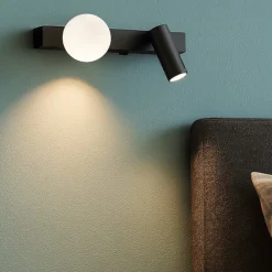 Applique Camera Da Letto-Ideal Lux Ping pong ap applique per camera da letto nera doppia luce