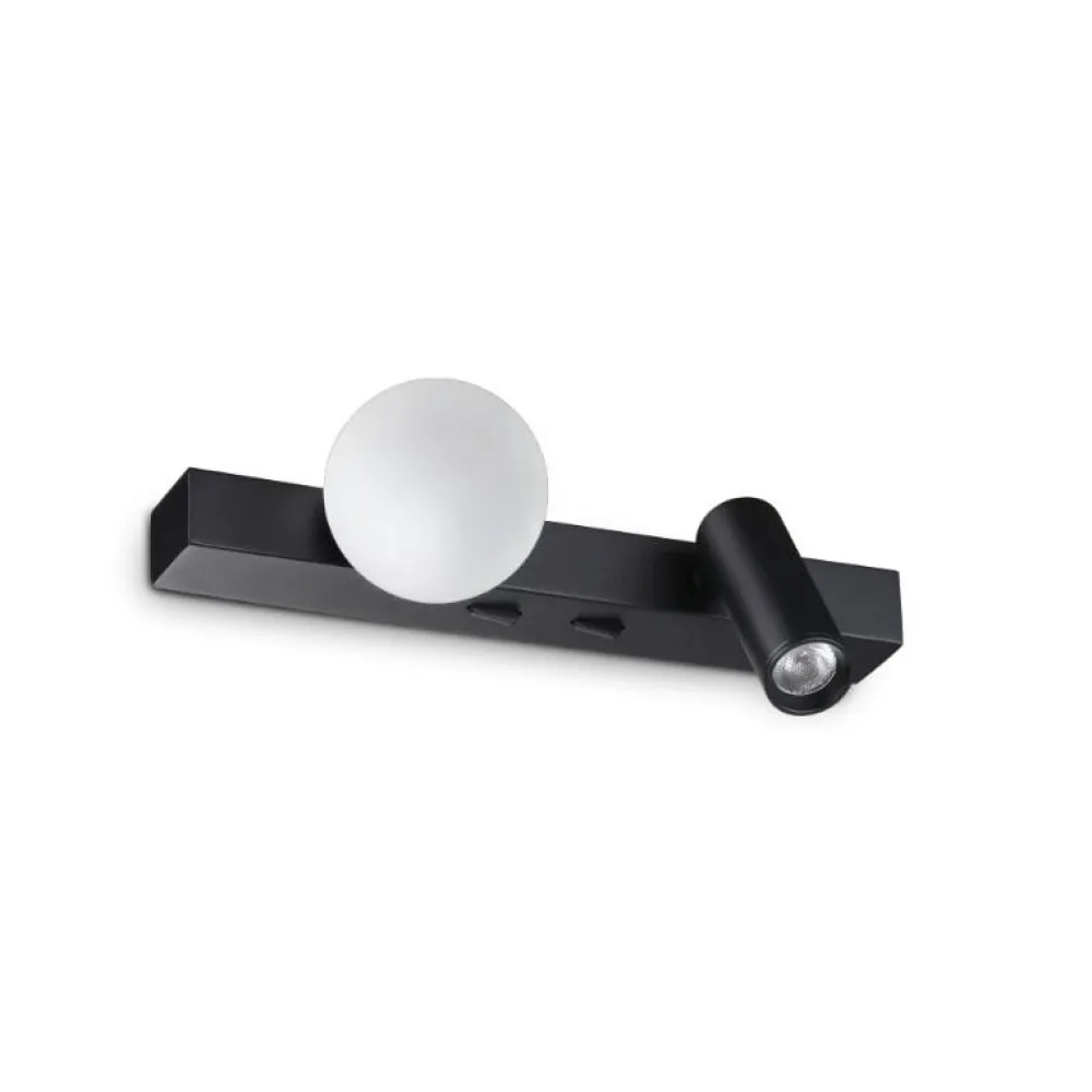 Applique Camera Da Letto-Ideal Lux Ping pong ap applique per camera da letto nera doppia luce