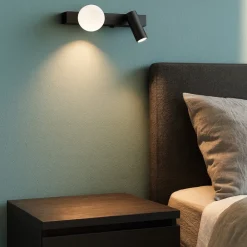 Applique Camera Da Letto-Ideal Lux Ping pong ap applique per camera da letto nera doppia luce