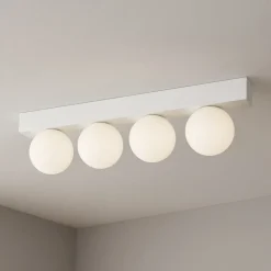 Plafoniere Moderne-Ideal Lux Ping pong pl4 plafoniera bianca led 12w 3000k 4 sfere vetro