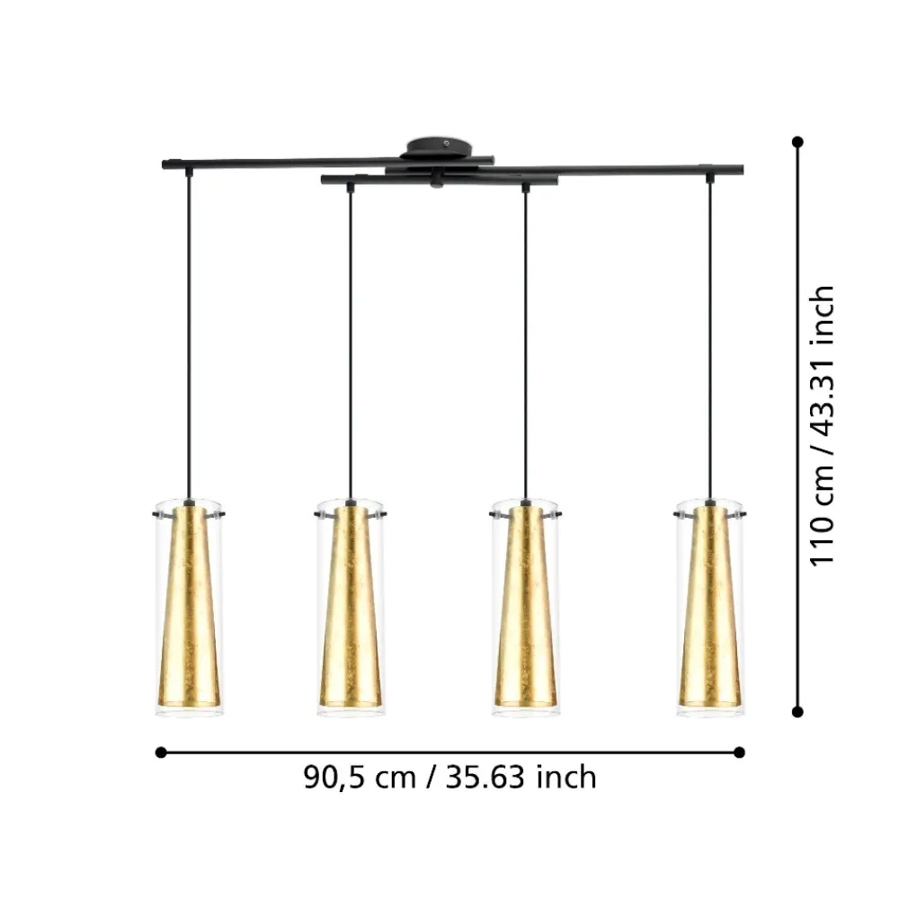 Lampadari Cucina-Eglo Pinto gold lampadario da cucina colore oro 4 luci