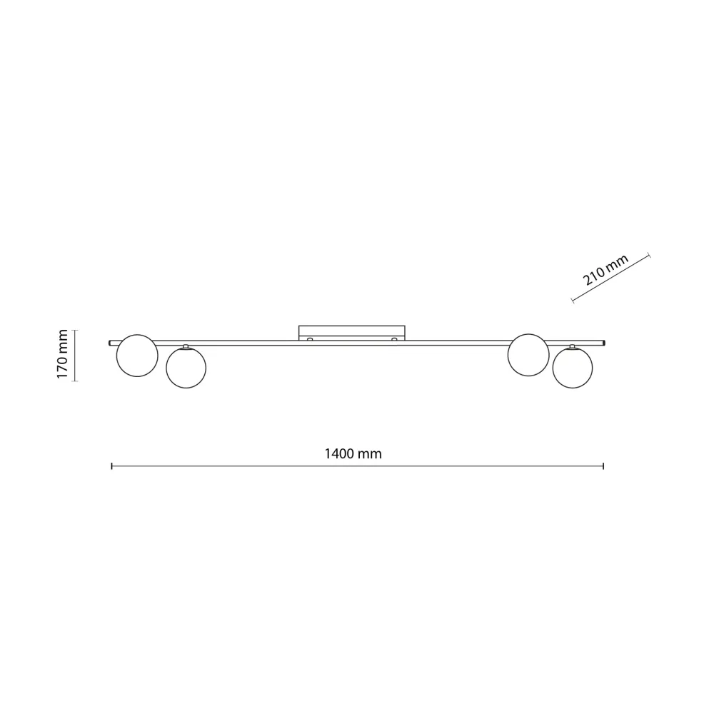 Plafoniere Moderne-Selezionato da Mazzolaluce Plafoniera a binario 141 cm marrone con sfere di vetro per soggiorno moderno