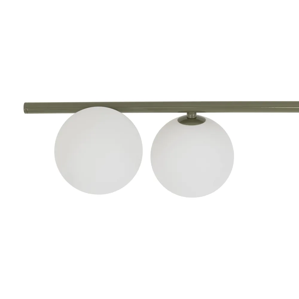 Plafoniere Moderne-Selezionato da Mazzolaluce Plafoniera a binario 141 cm verde oliva con sfere in vetro per soggiorno moderno