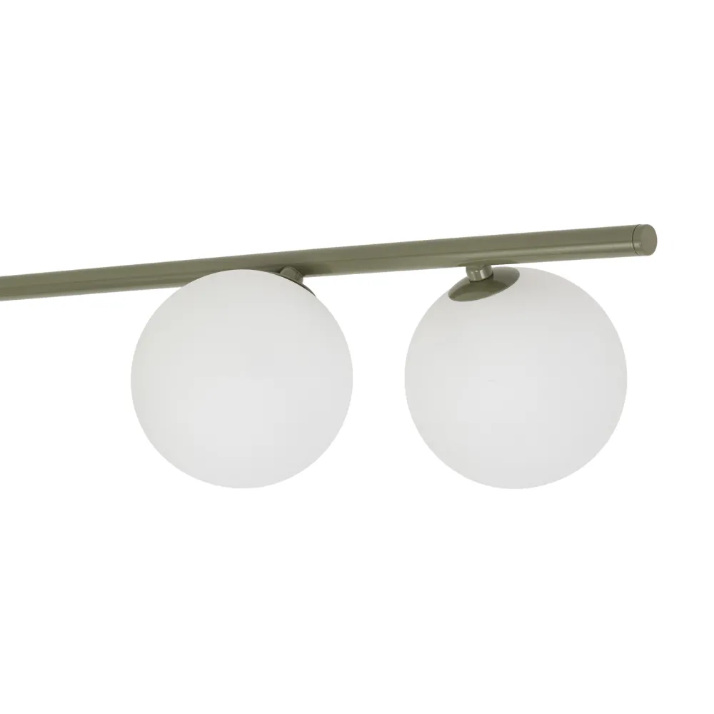 Plafoniere Moderne-Selezionato da Mazzolaluce Plafoniera a binario 141 cm verde oliva con sfere in vetro per soggiorno moderno