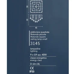 Plafoniere Moderne-Affralux Plafoniera isyluce quadrata cristalli per salotto