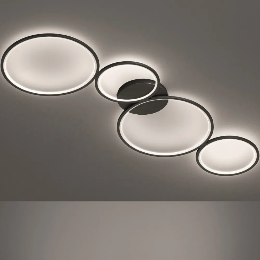 Plafoniere Moderne-Selezionato da Mazzolaluce Plafoniera a led 37w 3000k moderna nera dimmerabile per soggiorno