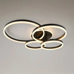 Plafoniere Moderne-Selezionato da Mazzolaluce Plafoniera anelli neri design moderna led dimmerabile con telecomando