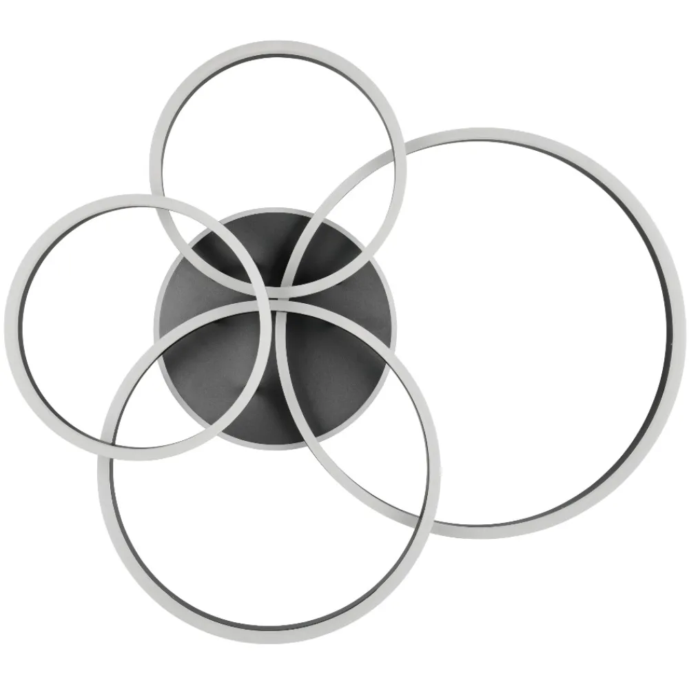 Plafoniere Moderne-Selezionato da Mazzolaluce Plafoniera anelli neri design moderna led dimmerabile con telecomando