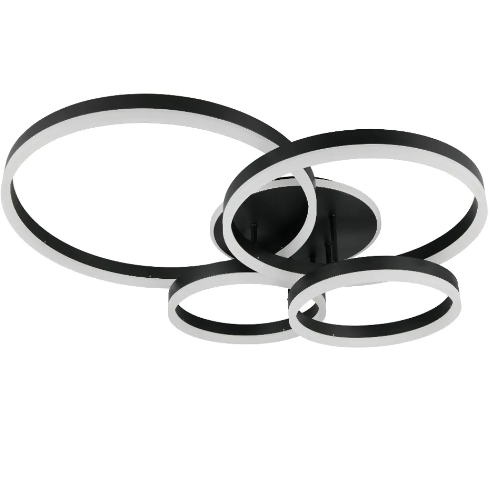 Plafoniere Moderne-Selezionato da Mazzolaluce Plafoniera anelli neri design moderna led dimmerabile con telecomando