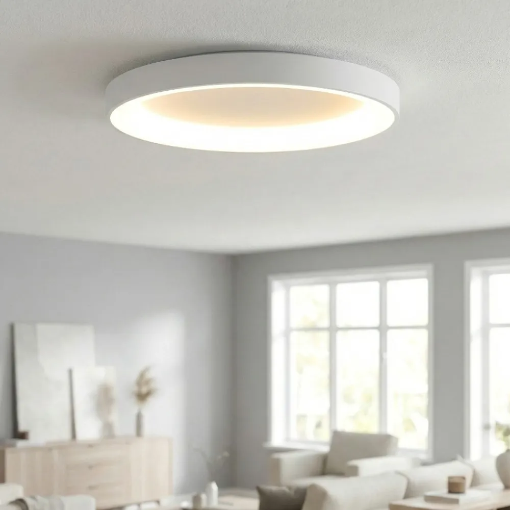 Plafoniere Moderne-Selezionato da Mazzolaluce Plafoniera anello 65cm bianco led 60w 2700k-5000k con telecomando app