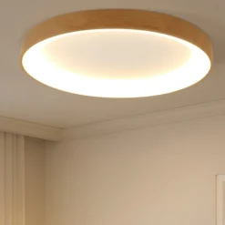 Plafoniere Moderne-Selezionato da Mazzolaluce Plafoniera anello effetto legno 90cm led 2700k a 5000k con telecomando