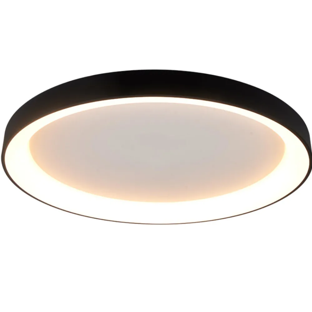 Plafoniere Moderne-Selezionato da Mazzolaluce Plafoniera anello nera 90cm led 75w 2700k-5000k con telecomando