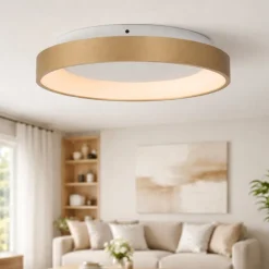 Plafoniere Moderne-Selezionato da Mazzolaluce Plafoniera anello oro moderna led 20w 2700k dimmerabile