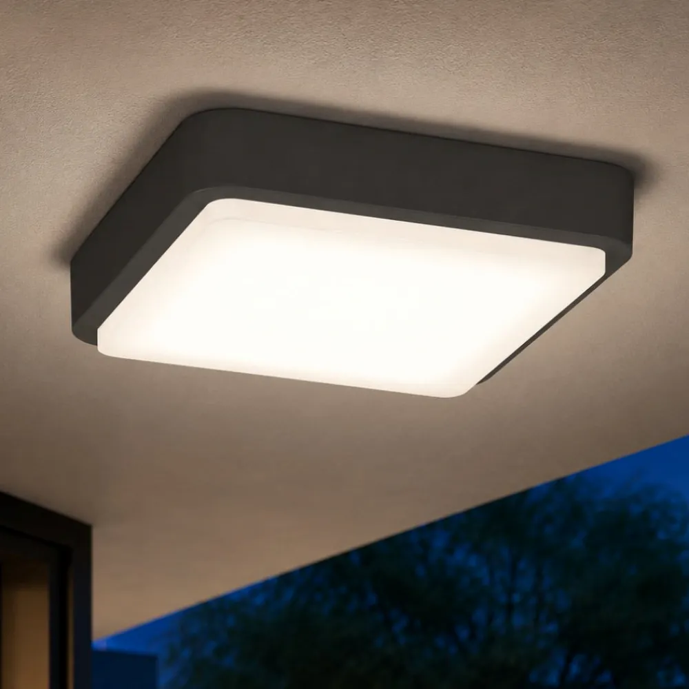 Plafoniere Da Esterno-Top Light Plafoniera antracite per esterno quadrata irvine