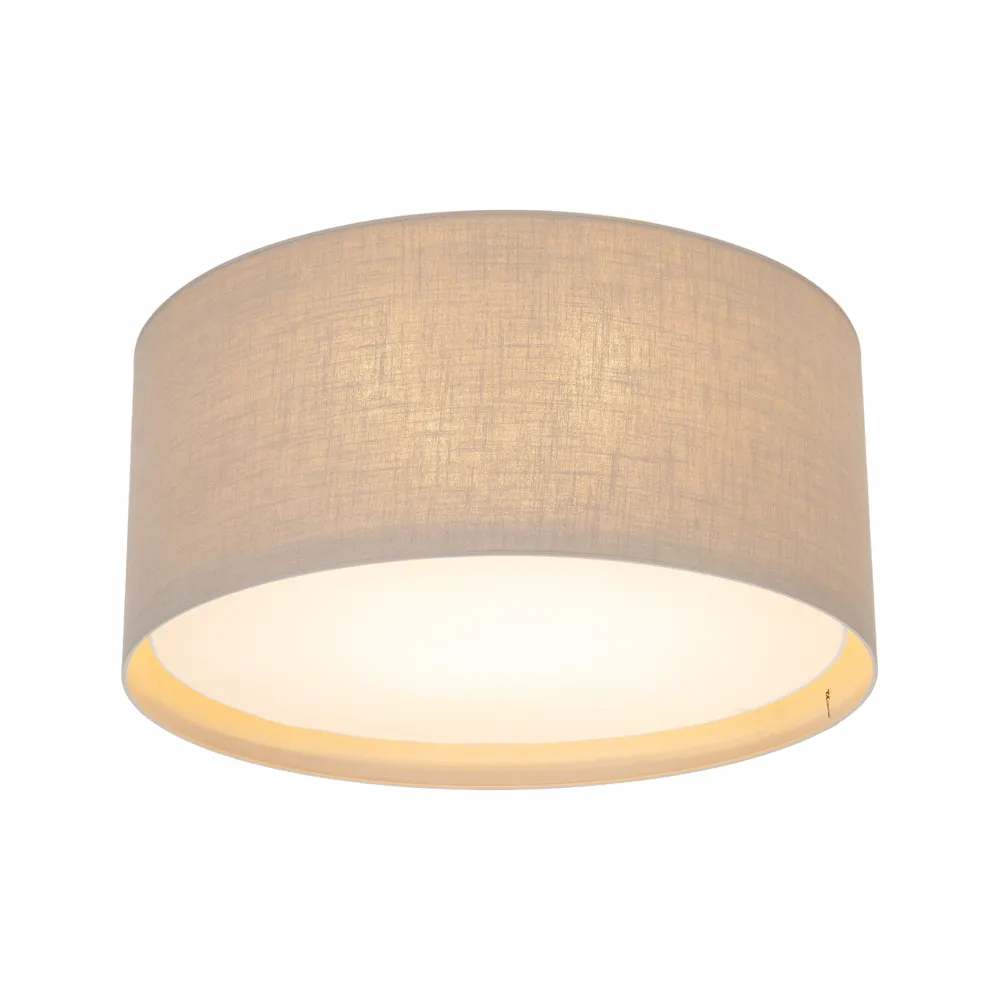 Plafoniere Moderne-Selezionato da Mazzolaluce Plafoniera a soffitto cilindro di tessuto lino rustico per soggiorno