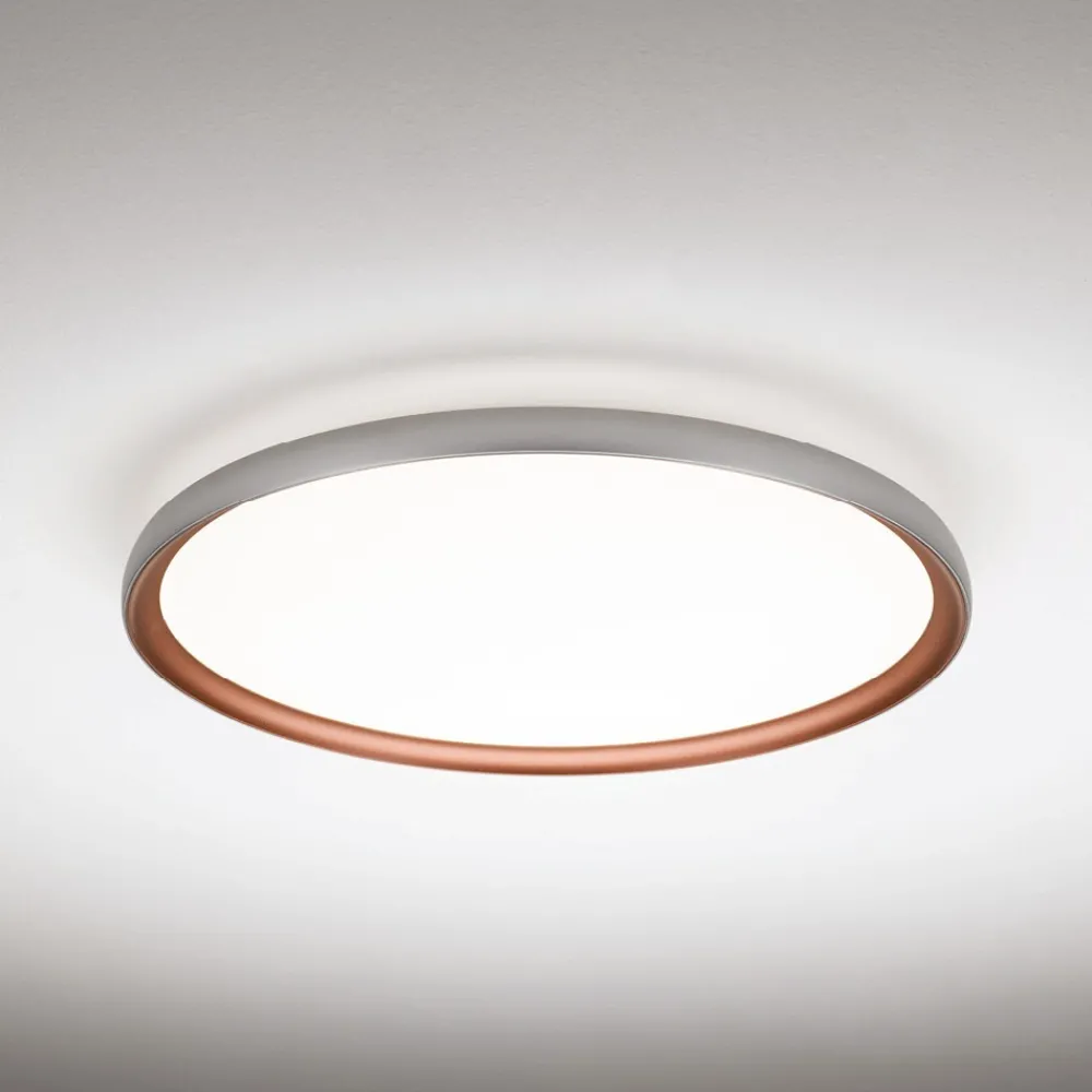 Plafoniere Moderne-Vivida International Plafoniera atena rotonda led 55w 3000k 4000k rame e argento vivida