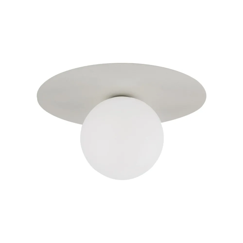 Plafoniere Moderne-Selezionato da Mazzolaluce Plafoniera beige sfera di vetro bianca moderna