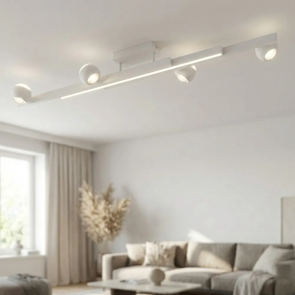 Plafoniere Moderne-Selezionato da Mazzolaluce Plafoniera bianca allungabile sfere orientabili led 2700k-65000k con telecomando