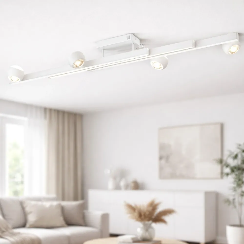 Plafoniere Moderne-Selezionato da Mazzolaluce Plafoniera bianca allungabile sfere orientabili led 2700k-65000k con telecomando