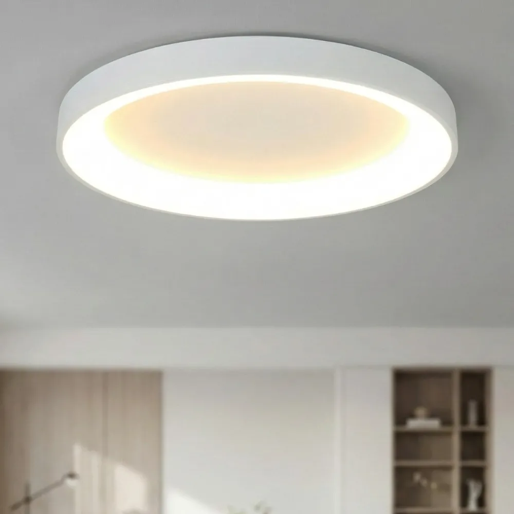 Plafoniere Moderne-Selezionato da Mazzolaluce Plafoniera bianca anello 78cm led 62w 2700k-5000k con telecomando