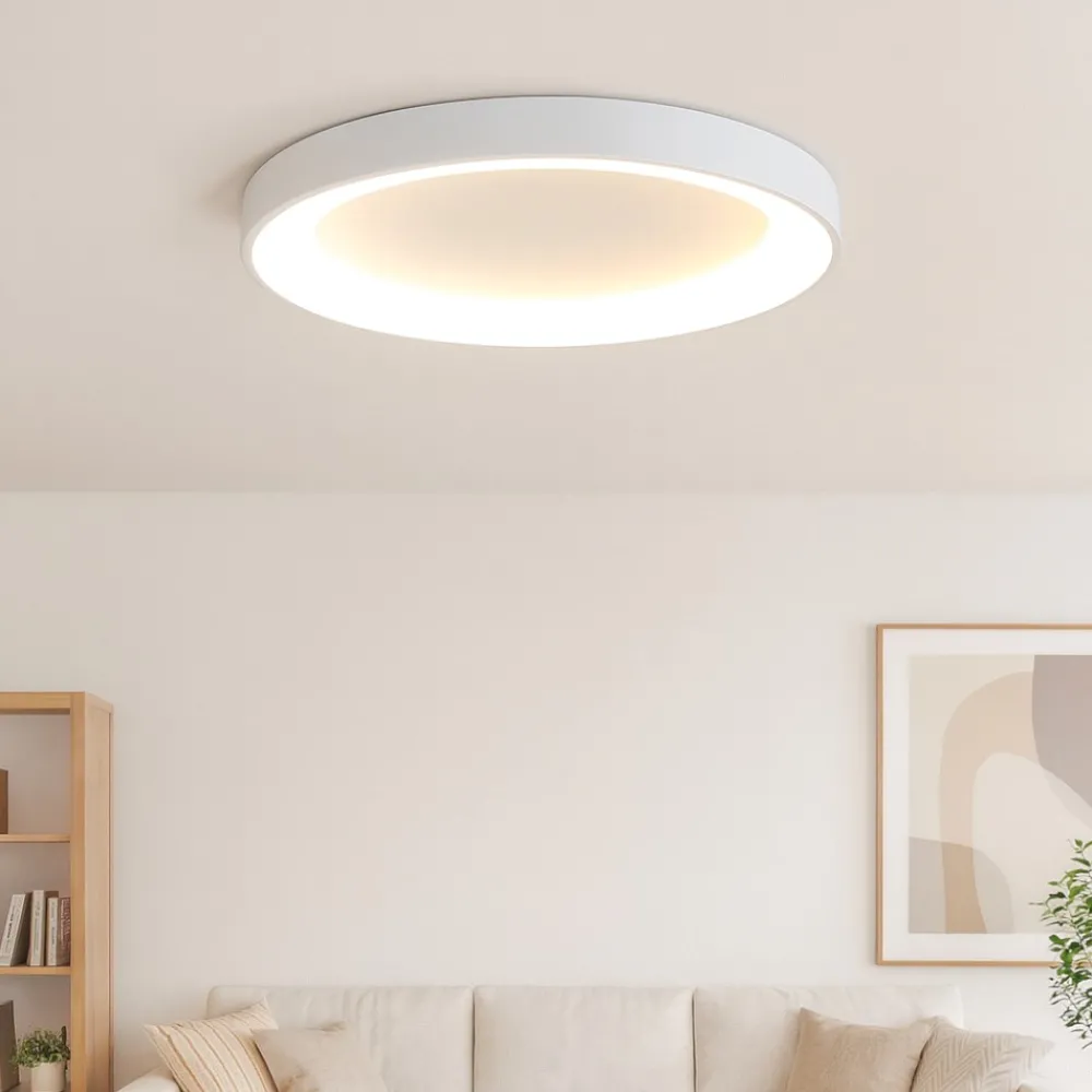 Plafoniere Moderne-Selezionato da Mazzolaluce Plafoniera bianca anello 78cm led 62w 2700k-5000k con telecomando