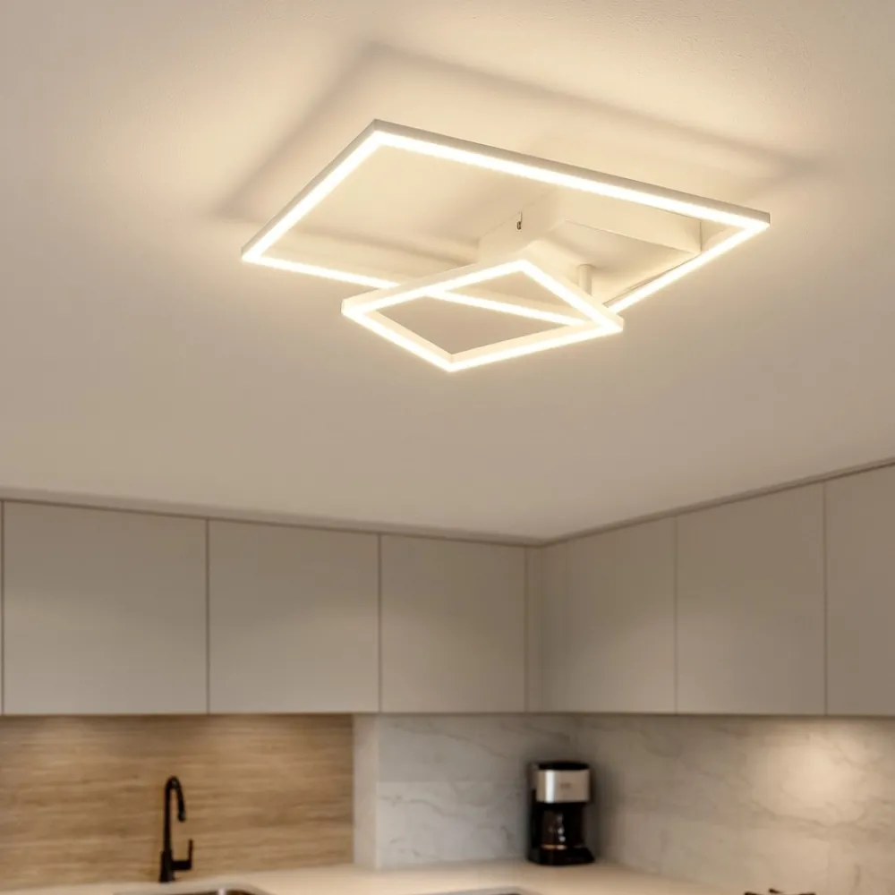 Plafoniere Moderne-Selezionato da Mazzolaluce Plafoniera bianca da cucina led 25w dimmerabile 4000k rettangolare