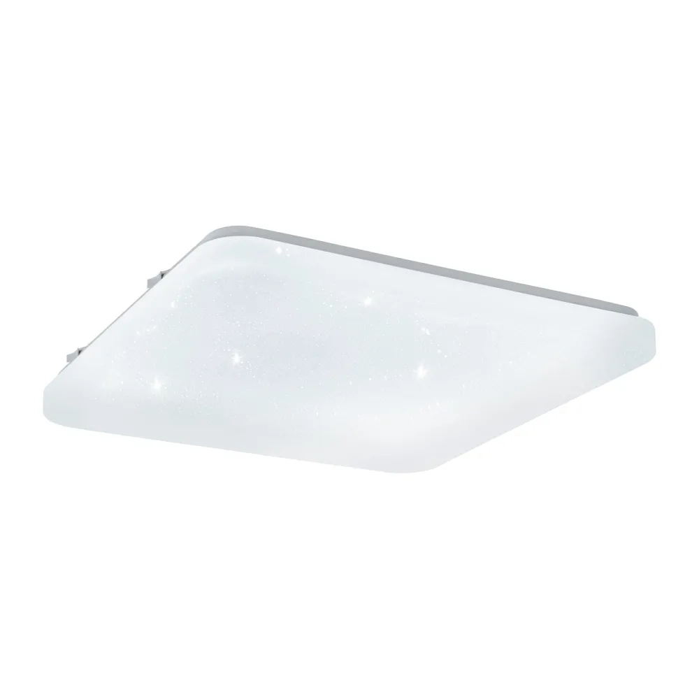 Plafoniere Moderne-Eglo Plafoniera bianca led frania 33w 3000k effetto cristalli