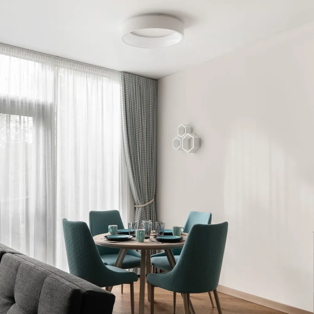 Plafoniere Moderne-Selezionato da Mazzolaluce Plafoniera bianca led 3000k tonda per sala da pranzo