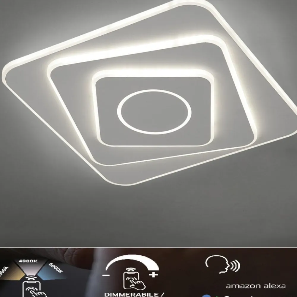 Plafoniere Moderne-Vivida International Plafoniera bianca led 42w dimmerabile 3000k a 6000k vivida square