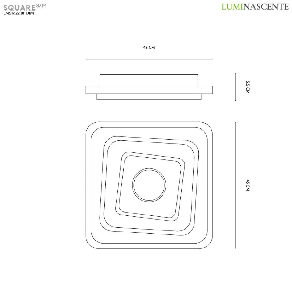 Plafoniere Moderne-Vivida International Plafoniera bianca led 42w dimmerabile 3000k a 6000k vivida square