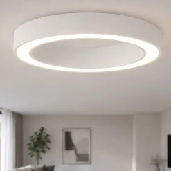 Plafoniere Moderne-Selezionato da Mazzolaluce Plafoniera bianca tonda anello 80 cm moderna led 59w cct 2700k a 4000k dimmerabile con telecomando app