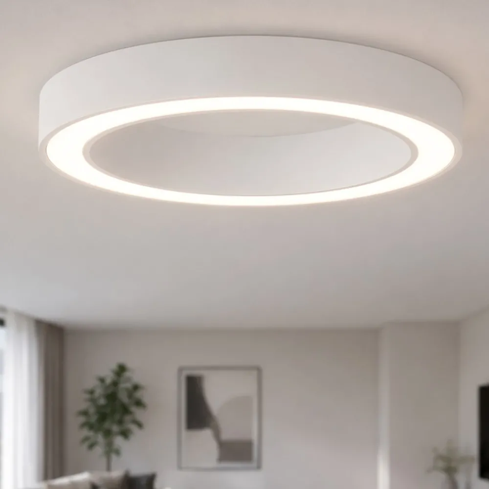 Plafoniere Moderne-Selezionato da Mazzolaluce Plafoniera bianca tonda anello 80 cm moderna led 59w cct 2700k a 4000k dimmerabile con telecomando app