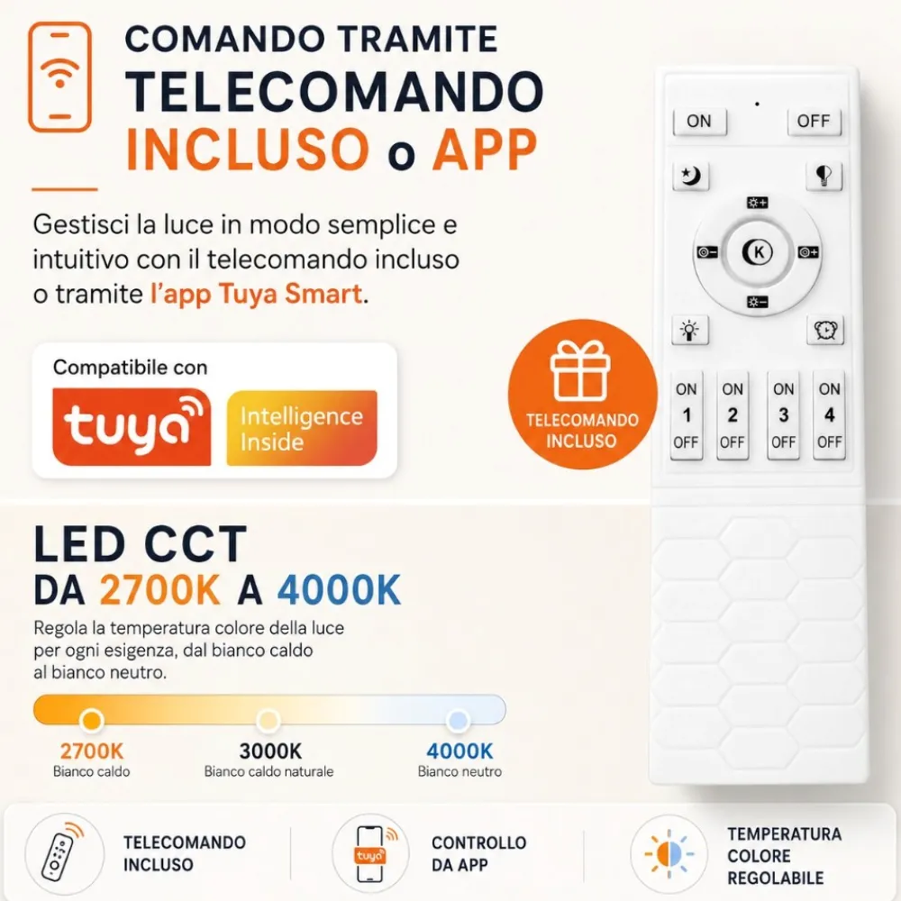 Plafoniere Moderne-Selezionato da Mazzolaluce Plafoniera bianca tonda anello 80 cm moderna led 59w cct 2700k a 4000k dimmerabile con telecomando app