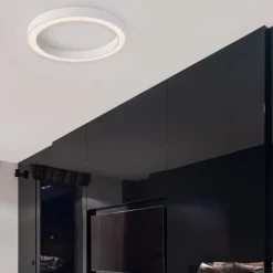 Plafoniere Moderne-Selezionato da Mazzolaluce Plafoniera bianca tonda anello 80 cm moderna led 59w cct 2700k a 4000k dimmerabile con telecomando app