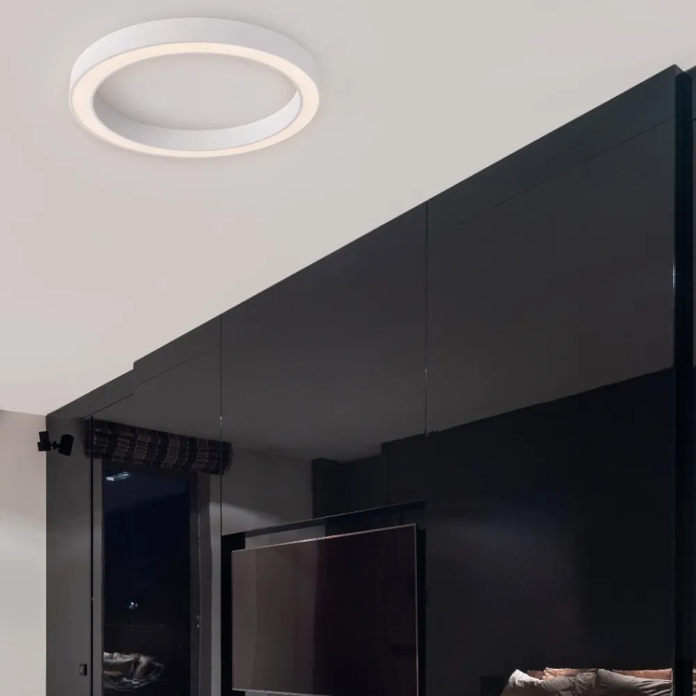 Plafoniere Moderne-Selezionato da Mazzolaluce Plafoniera bianca tonda anello 80 cm moderna led 59w cct 2700k a 4000k dimmerabile con telecomando app