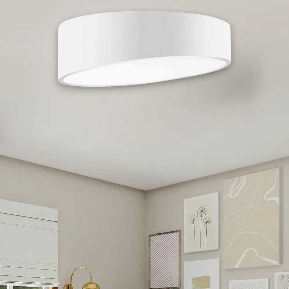 Plafoniere Moderne-Selezionato da Mazzolaluce Plafoniera bianca tonda led design per cucina moderna