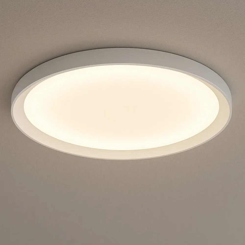 Plafoniere Moderne-Top Light Plafoniera bianca plana rotonda 50cm biemissione luce 44w cct