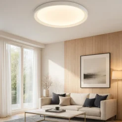 Plafoniere Moderne-Top Light Plafoniera bianca plana rotonda 50cm biemissione luce 44w cct