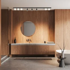 Illuminazione A Binario-Selezionato da Mazzolaluce Plafoniera binario 180cm con faretti orientabili nera per cucina moderna