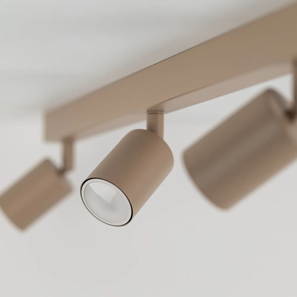 Plafoniere Moderne-Selezionato da Mazzolaluce Plafoniera binario con 4 faretti sabbia orientabili da soffitto
