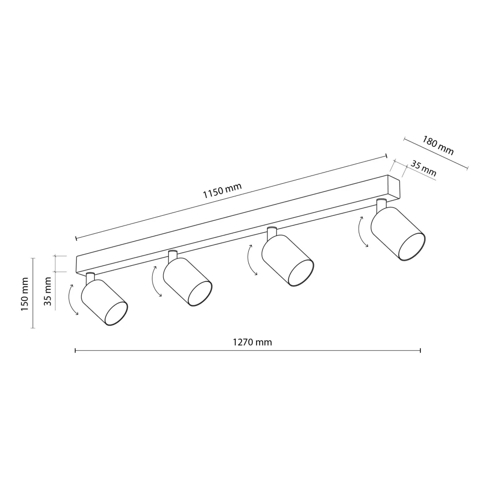 Plafoniere Moderne-Selezionato da Mazzolaluce Plafoniera binario con 4 faretti sabbia orientabili da soffitto