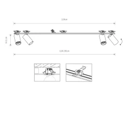 Plafoniere Moderne-Selezionato da Mazzolaluce Plafoniera binario da incasso con faretti orientabili