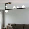 Plafoniere Moderne-Ideal Lux Plafoniera birds pl5 sfere vetro bianco metallo nero oro