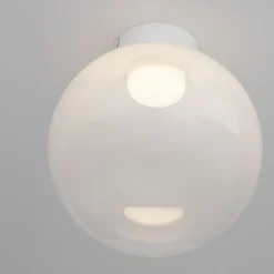 Plafoniere Moderne-Selezionato da Mazzolaluce Plafoniera boccia di vetro bianco sfumato 30 cm moderna led 9w 3000k dimmerabile