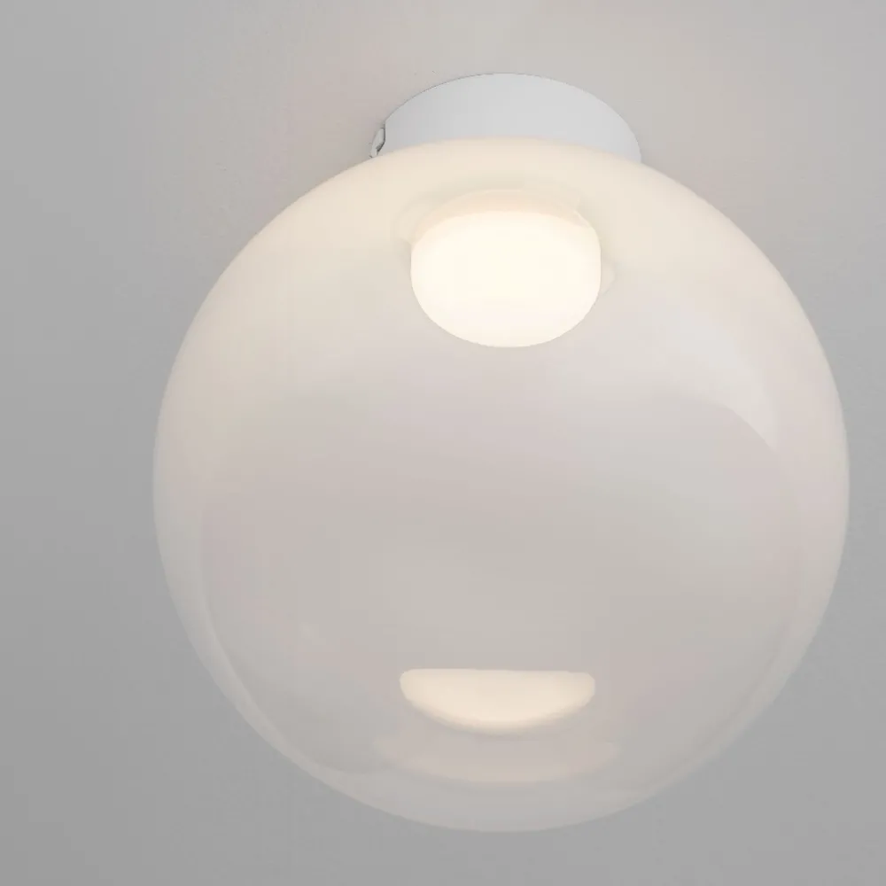 Plafoniere Moderne-Selezionato da Mazzolaluce Plafoniera boccia di vetro bianco sfumato 30 cm moderna led 9w 3000k dimmerabile
