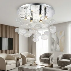 Plafoniere Moderne-Selezionato da Mazzolaluce Plafoniera bolle di cristallo trasparente sospese 50cm