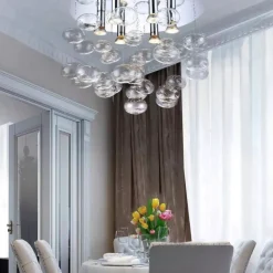 Plafoniere Moderne-Selezionato da Mazzolaluce Plafoniera bolle di cristallo trasparente sospese 50cm