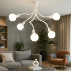 Plafoniere Moderne-Perenz Illuminazione Plafoniera bulbo 5 luci bianca moderna