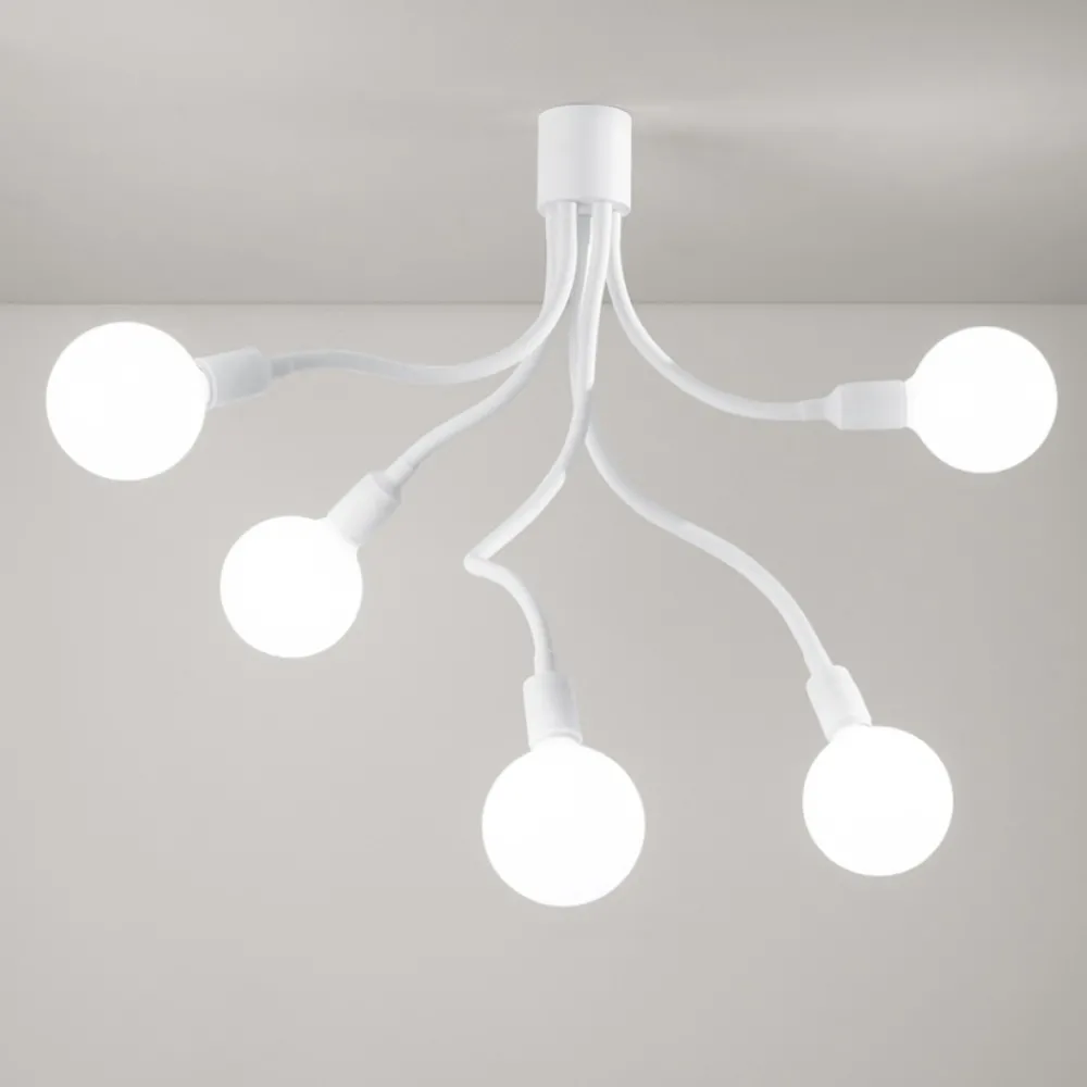 Plafoniere Moderne-Perenz Illuminazione Plafoniera bulbo 5 luci bianca moderna